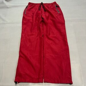 VTG Y2K Old Navy Men Red Track Pant Zip Pocket-S-Line Parachute Rave Baggy Skate